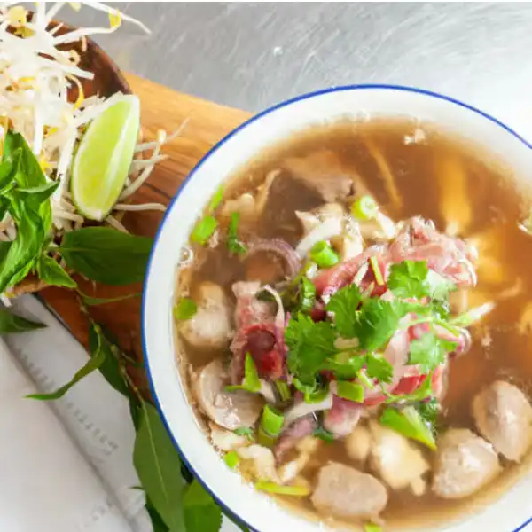 Soup with a combination of meat and veggies