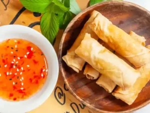 Plate of crispy vegetable- spring rolls