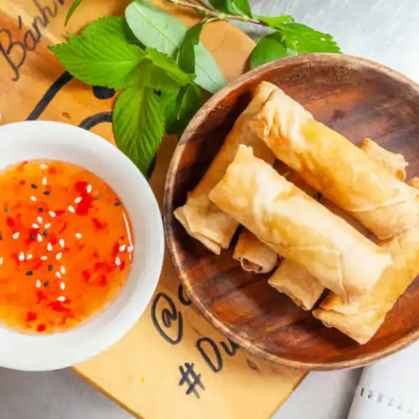 Plate of crispy vegetable- spring rolls