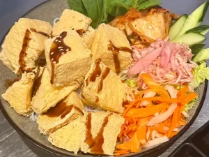 Golden tofu vermicelli bowl