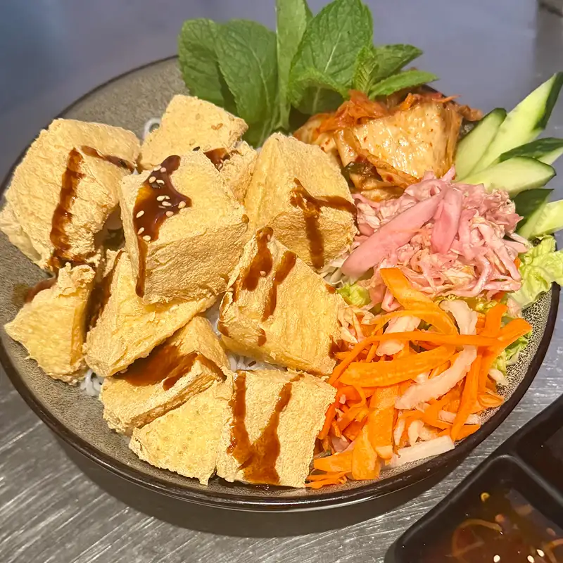 Golden tofu vermicelli bowl