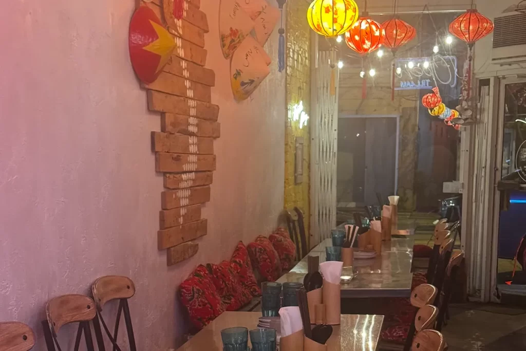 Tables set for a group staff party